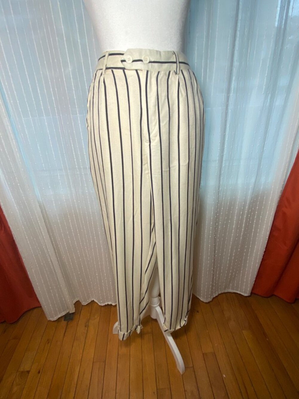 Like An Angel White Black Striped Pants NWT Large - Picture 2 of 7